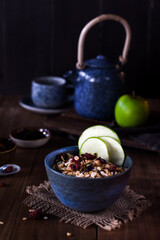Oatmeal Cereal with Raisins and Green Apple Pieces