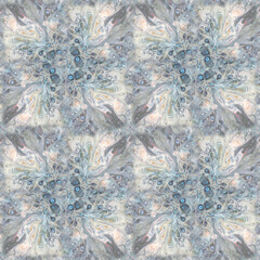 Abstract textural liquid fluid seamless pattern in gray blue colors