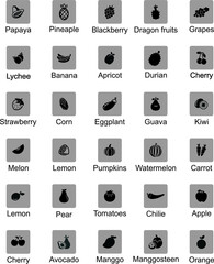 Fruit logo designs  , fruit shiloutes designs set