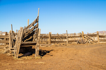 Fototapeta na wymiar An old cattle corral in the desert of Arizona.