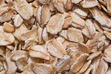Close up oatmeal cereals macro flakes