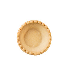 Top view of an empty tartlet isolated on a white background.