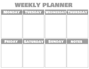 Blank weekly planner.Calendar template.Schedule for planning for the week.