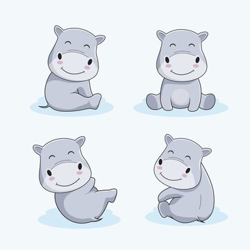  Hippo Cartoon hippopotamus Illustrations