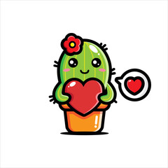 cute cactus character vector design