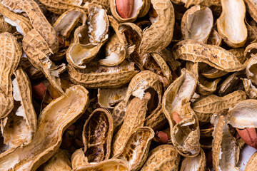 Large amount of peanut shells