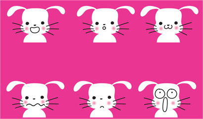 vector cartoon rabbit emoji life action set