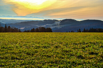 sunrise over the field, Stroheim in Upper Austria