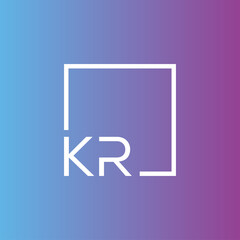 Creative initial letter KR square logo design concept vector