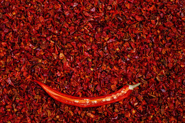 Slices of dry red pepper.