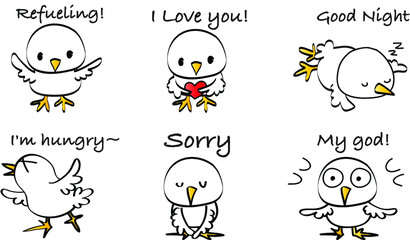vector cartoon chicks emoji set