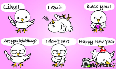 vector cartoon chicks emoji set