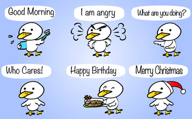 vector cartoon duckling emoji set