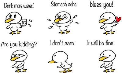 vector cartoon duckling emoji set