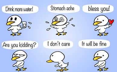 vector cartoon duckling emoji set