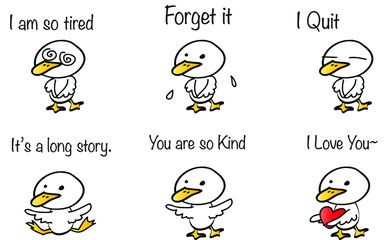 vector cartoon duckling emoji set