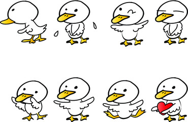 vector cartoon duckling emoji set