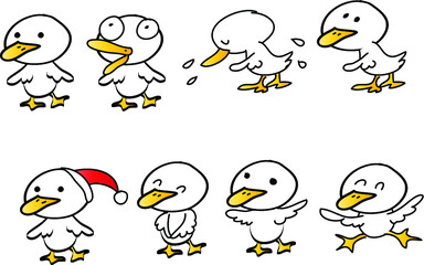 vector cartoon duckling emoji set