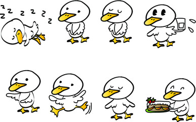 vector cartoon duckling emoji set