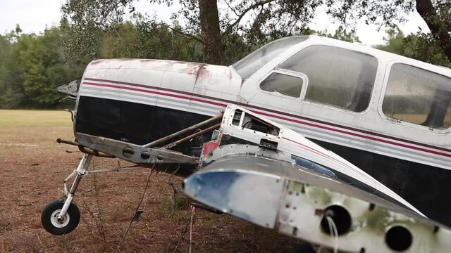 Small Wrecked Abandoned Plane From Tip Of Wing