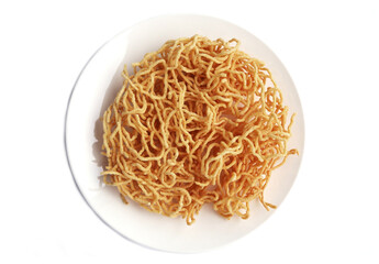 Crispy noodle on white background