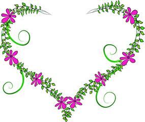 vector drawing flowers heart shape border