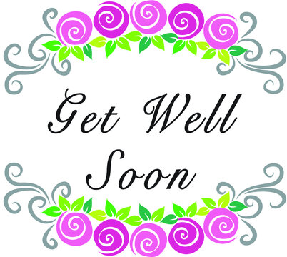vector drawing flowers border get well soon card
