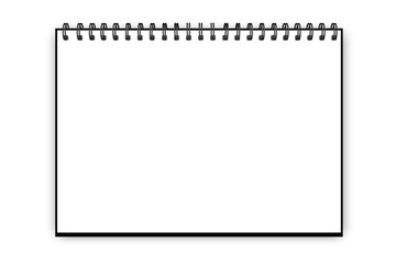 horizontal notebook. Copy space white background. Copybook on a spiral. Stock image. EPS 10.