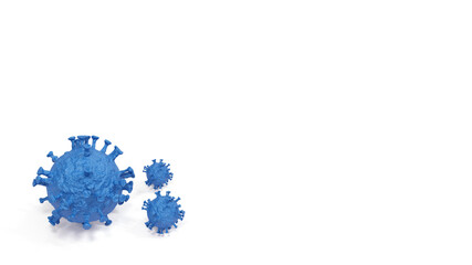 Disease cell of Coronavirus Covid-19 outbreak and coronaviruses influenza cell on white background, infectious virus, 3D render