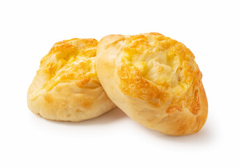 Cheese French bread placed on a white background