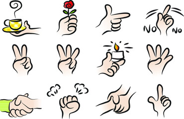 vector drawing hands emoji set