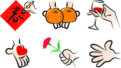 vector drawing hands emoji set