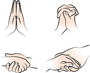 vector drawing hands emoji set