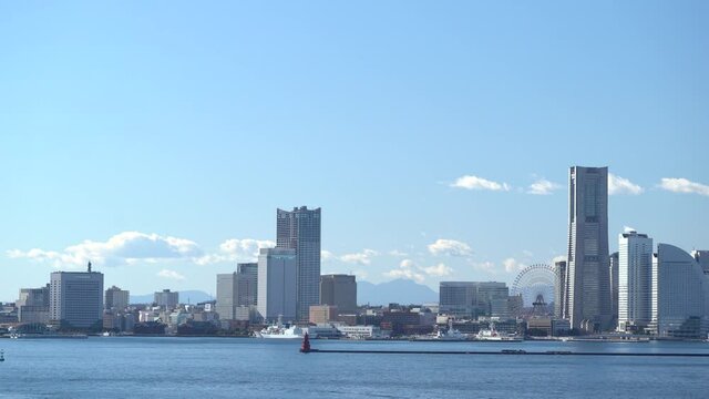 Japanese cityscape, Yokohama cityscape over the sea