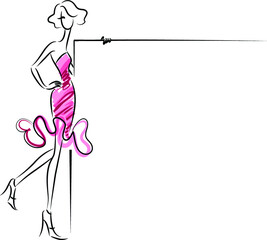 vector drawing beauty with card border