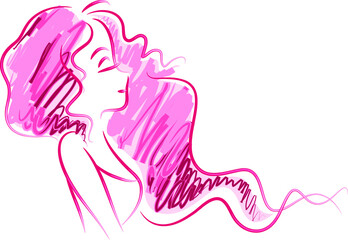vector drawing beauty with longhair