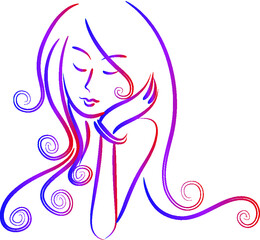 vector drawing beauty with long hair