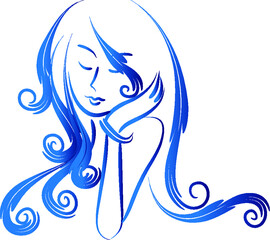 vector drawing beauty with long hair