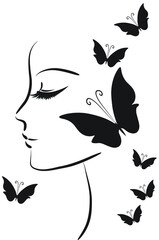 vector drawing beauty with butterfly