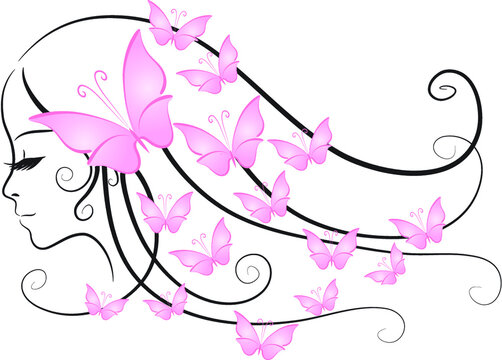 vector drawing beauty with butterfly
