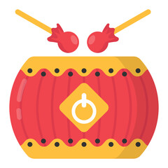 Drum Stick Concept Vector Color Icon Design, Traditional Chinese Culture Symbol on white background, Lunar New Year of the Ox 2021 Sign, China Travel Guide Stock