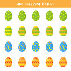 Find picture which is different from others. Easter eggs.