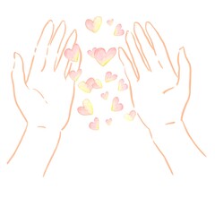 手　水彩　愛　ハート　ハンドモデル　優しさ 母の日　バレンタイン　告白　結婚　福祉　介護　医療