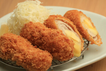 Japanese food, bread crumb and pork deep fried