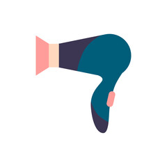 A simple flat hair dryer. Hair care tools for hairdressing salon and home. Vector isolated illustration on white background