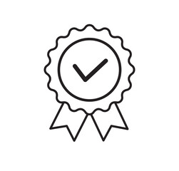 Quality certificate icon isolated on white background. Rosette icon Flat style. Vector illustration