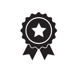 Rosette icon. Stamp premium quality with star icon isolated on white background. Certificate icon. Vector illustration