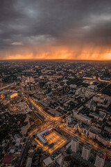 sunset over the Almaty city