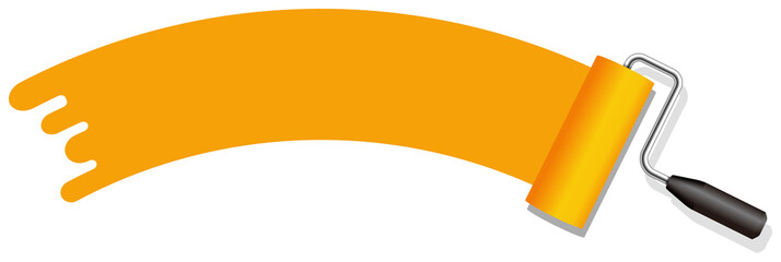 roller painter, paintbrush vector illustration. ( arch shape ) | orange