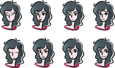 vector cartoon beauty emoji set
